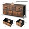 Large Rustic Brown Dresser with 5 Removable Fabric Drawers and Metal Handles for Home Storage